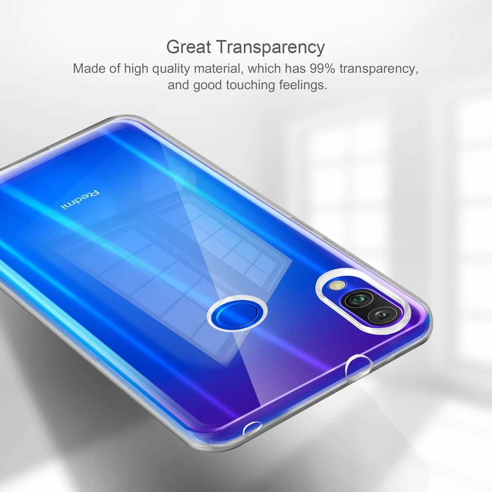 COVER CUSTODIA + PELLICOLA VETRO TEMPERATO PER XIAOMI REDMI NOTE 7 TRASPARENTE  - Immagine 2 di 4