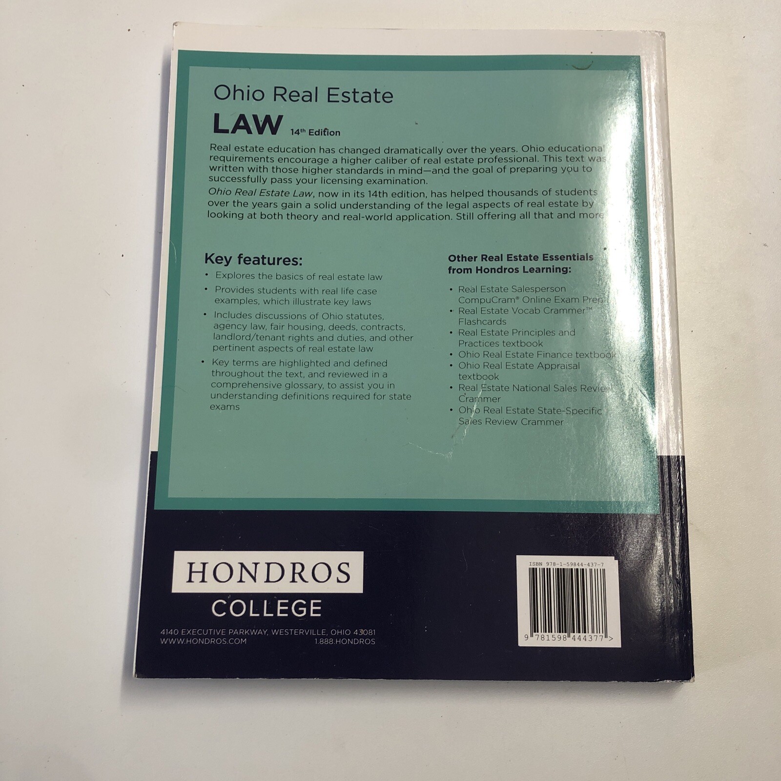 Ohio Real Estate Law, 14th edition Paperback Hondros College eBay