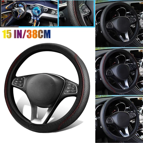 PU Leather Car Steering Wheel Cover Good Grip Auto Car Accessories 15"/37-38CM - Bild 4 von 22