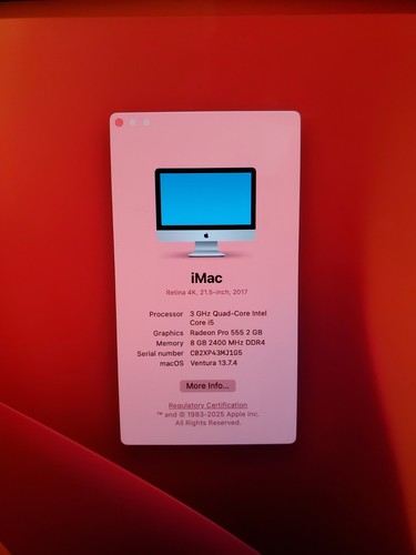 Apple iMac 21.5 inch 3.0GHz Dual-Core i5 2017 1TB 8GB RAM