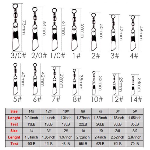 100PCS Fishing Barrel Swivel with Interlock Snap Fishing Swivel Size 14#-3/0 - Picture 8 of 20
