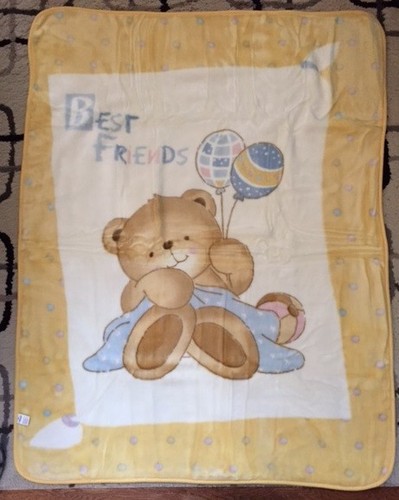 Korean Baby Child Mink Blanket - Teddy Bear - Yellow - Premium Quality - Picture 2 of 3