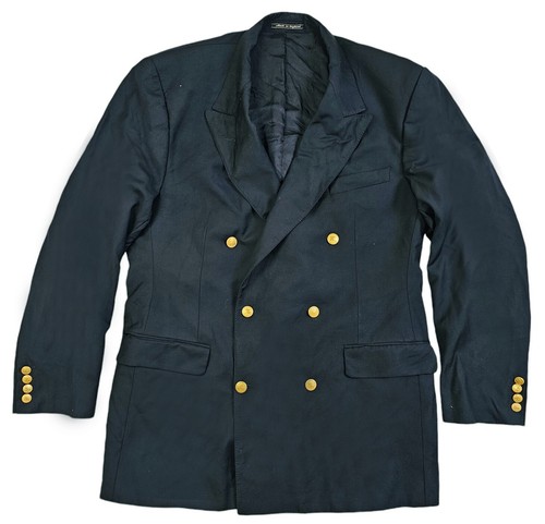 HOT VTG Men BURBERRYS STOCKWOOD DOUBLE BREAST GOLD BUTTONS WOOL NAVY BLAZER 44 L - Picture 2 of 15