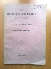 Brossura Questioni agricole sui concimi Modesto Soleri 1872 - E16509