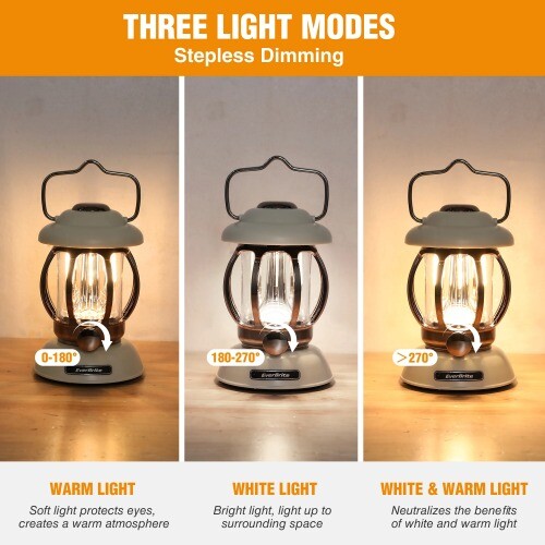 Camping Lantern Rechargeable 4400mAh Battery Powered Retro Light 3 Light Modes - Bild 5 von 13