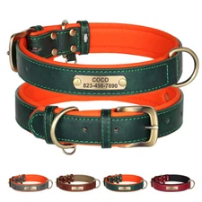Soft Leather Personalized Dog Collar Custom Name ID Engraved for Small Large Dog
