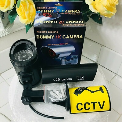 REALISTIC LOOKING Black Faux Fake CCD Dummy IR Camera with Flashing Red Light
