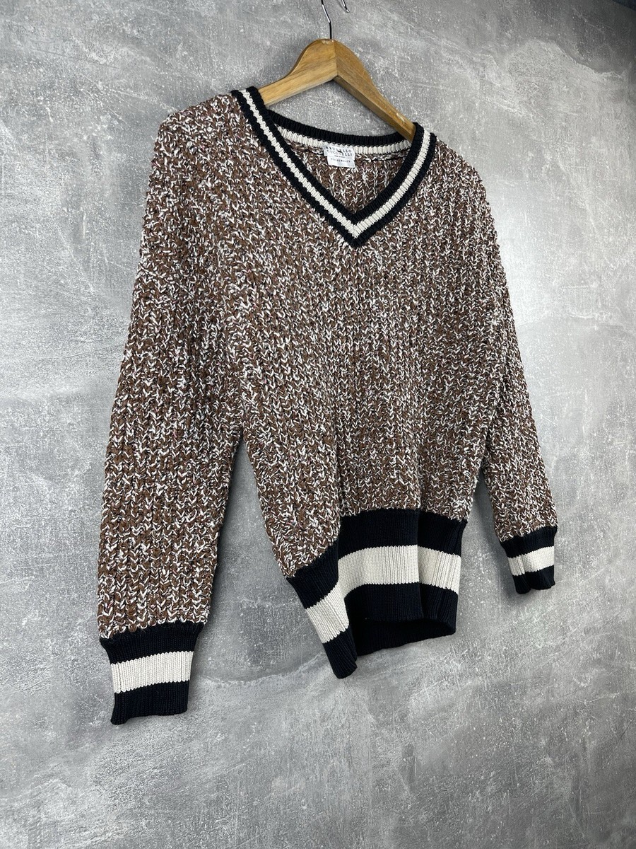 Brunello Cucinelli for Humanity Beige Cotton/Wool V Neck Sweater