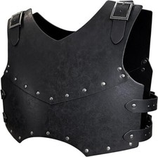 Medieval Faux Leather black Chest Armor,Retro Mercenary Knight Archer Body Armor