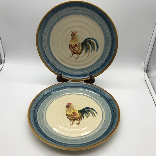 Gibson Everyday Ocean Dream Rooster 2 Dinner Plates eBay