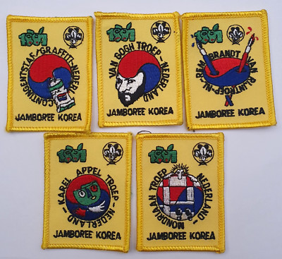 5 x Pfadfinder Jamboree Korea 1991 Abzeichen Aufnäher.