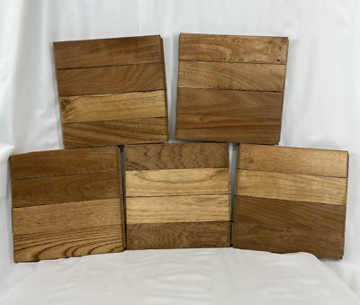 Lot of 5 Pcs. VTG Bruce Flooring Parquets 4 Finger Blendwood Approx. 9''x9''x3/4''