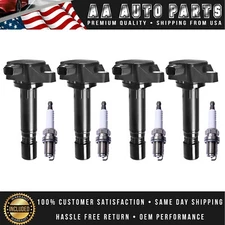 4pcs Ignition Coil & 4 Iridium Spark Plug fit 2006-2011 Honda Civic l4 1.8L