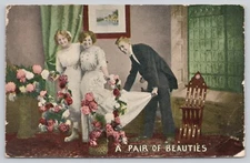 Postcard "Pair of Beauties' - 1c Parcel Post Stamp
