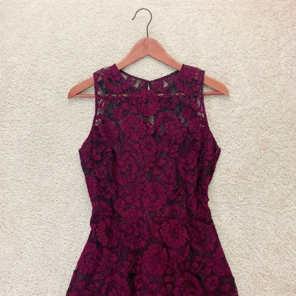 BB DAKOTA Mahogany Purple Black Lace Sleeveless Sheath Dress Size 4 S Small - Image 2 of 4
