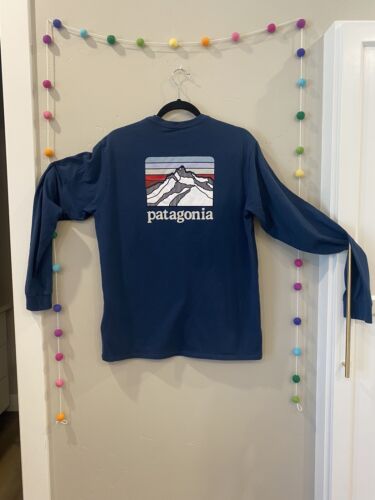 Patagonia Deep Teal Blue L/S Tee Graphics Size Medium
