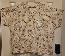 Christmas Star Santa Scrub Top X-Large Butterick B4946 Homemade NEW 