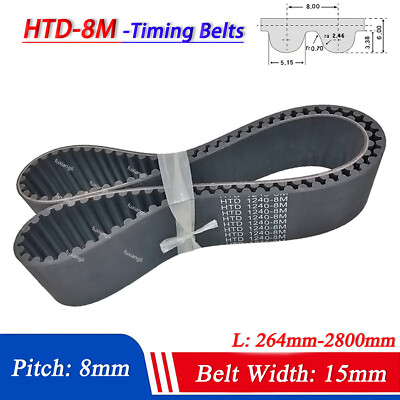 #ad HTD 8M Timing Belts Pitch 8mm Close Loop Rubber CNC Synchronous Belt Width 15mm $39.98