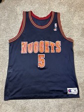 vintage 90s jalen rose denver nuggets champion jersey size 48 mens xl
