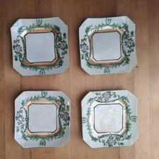 Vintage Snack Set Tray & Plates T&T Japan Iridescent & Hand Painted 4 Plates