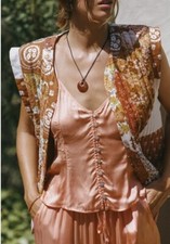 Spell Cha Cha Cotton Vest Orange Floral Quili...