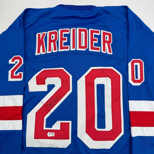 Autographed/Signed Chris Kreider New York Blue Hockey Jersey Beckett BAS COA - Picture 2 of 4