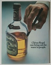Vintage Karte Chivas Regal kann das Schlimmste in Menschen hervorbringen freistehende Bar Werbung