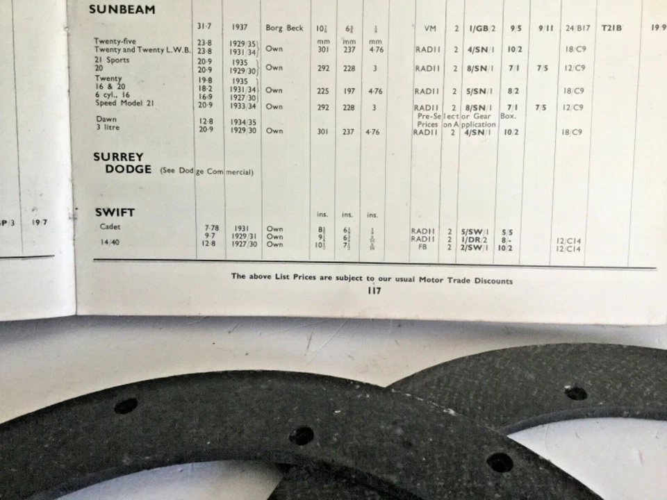 Swift Cadet, 10hp, 1929-1931, Pair of Clutch Linings, NOS. - Image 4 of 4