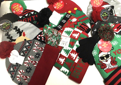 LED Christmas Light Up Knitted Hat, Soft, One Size Assorted style sold Separate