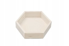 Scatola esagonale geometrica fatta a mano in legno di faggio - ciotola aperta decorativa 19 cm