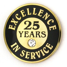 PinMart's Gold Plated Excellence in Service 25 Year Award Lapel Pin