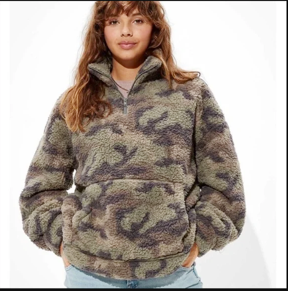American Eagle AEO AE khaki fuzzy 