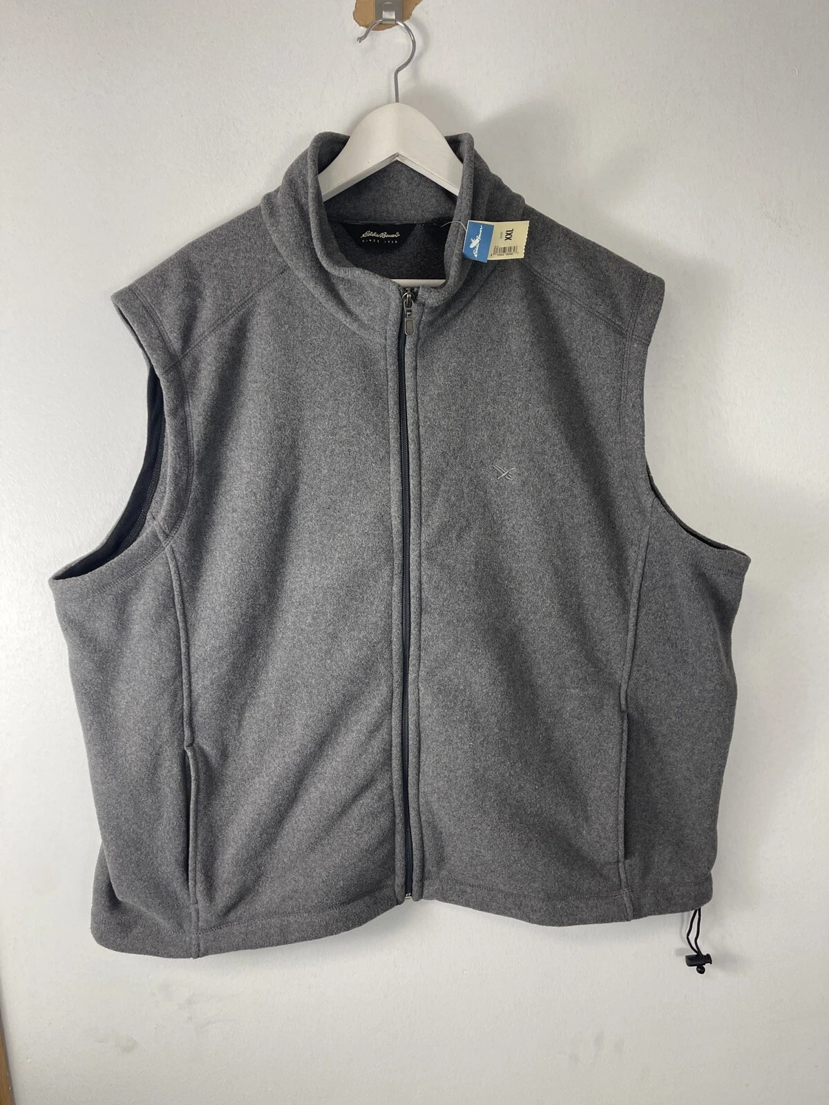 Eddie Bauer Vest Mens 2XL Gray Silver Fleece Sweater Jacket Sleeveless N292