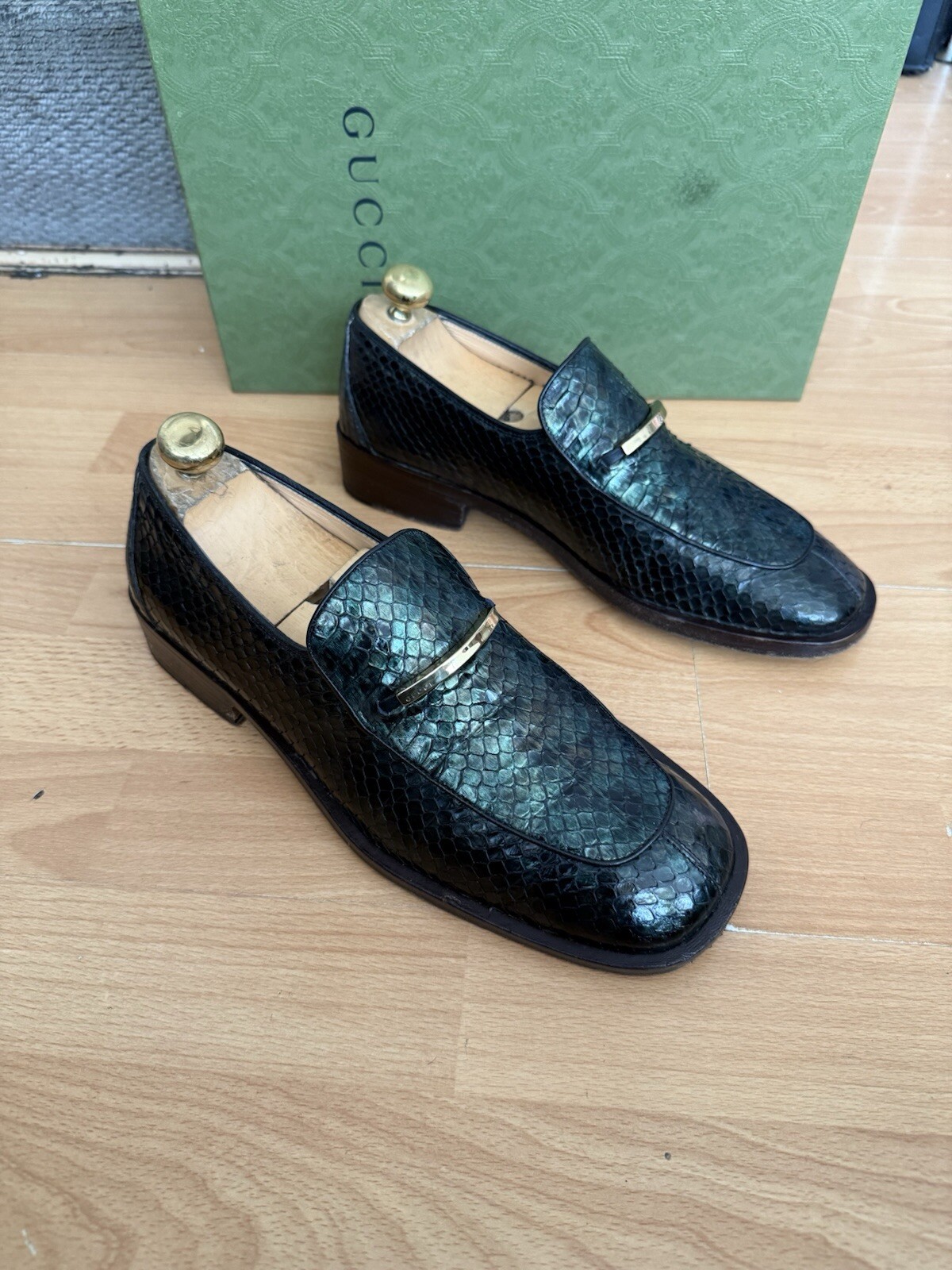 Gucci Python Snake Skin Leather Mens Horsebit Loa… - image 5