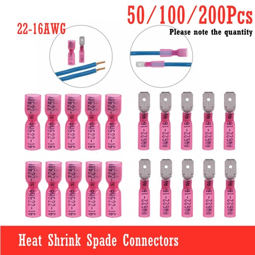 Waterproof 22-10AWG Quick Disconnects Male & Female Heat Shrink Spade Connctors - Picture 13 of 15