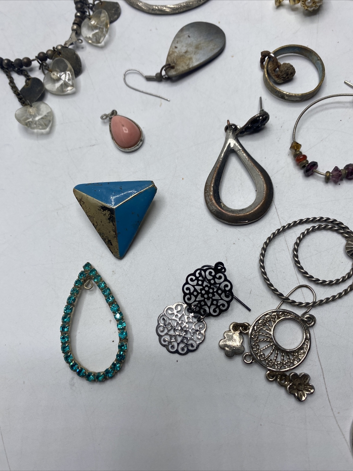 Metal Detector Finds Lot Silver Jewelry Rings Earrings Pins Over 30