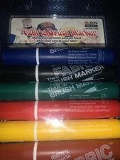 NIP NEW Marvy Fabric Brush Marker Set  - 6 Standard Colors Made in Japan