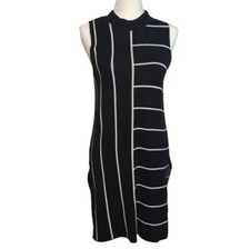 Topshop Women's Size 8 (UK 12) Black & White Striped Sleeveless Knit Dress