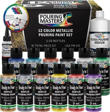 Pouring Masters 12 Color Metallic Ready to Pour Acrylic Pouring Paint Set, 2Oz B