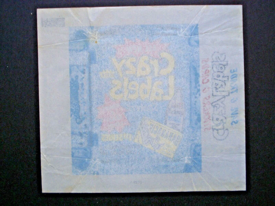1979 FLEER *CRAZY LABELS STICKERS* WAX WRAPPER (type 2)  - Image 2 of 2