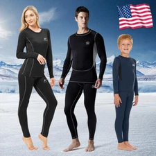 Mens Thermal Underwear Set Fleece Lined Long Johns Base Layer Outdoor Sports