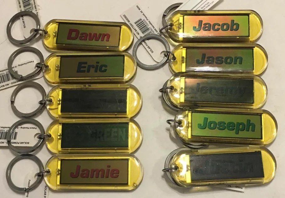 Flashing name best sale keychain