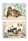 BARBARA BEHR * postcard * nostalgia * glitter * cats & dog pairs with crown * 10x15cm *.