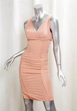 NARCISO RODRIGUEZ Peach Fitted Sleeveless Pencil Dress 4 Womens