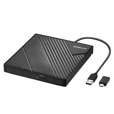 Amicool External DVD Drive USB 3.0 USB C CD Burner CD/DVD +/-RW Optical Drive