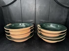 Frankoma Green Terra Cotta Rose 7 3/4”Rimmed Bowls(8)