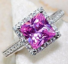 2CT Treated Pink Sapphire Topaz 925 Sterling Silver Ring Sz 6 UB4-1