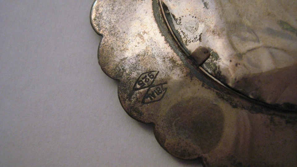 Ciondolo anni 20 (Art Decò) originale in argento 925 e lapislazzuli - Immagine 3 di 4