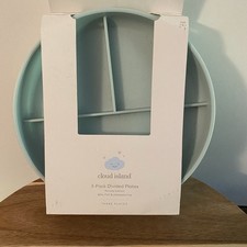 Cloud Island 3-Pack Divided Children Plates Green/Gray/Pink New