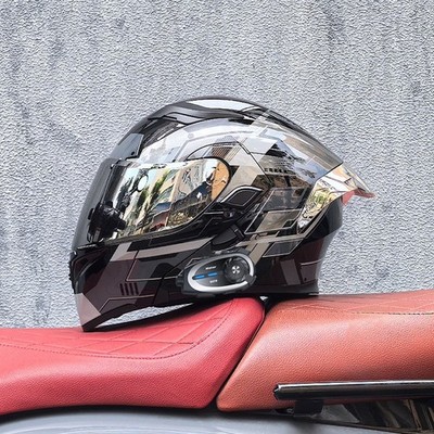 Motorcycle Bluetooth Intercom Helmet With Camera Recorder Headset Modular Helmet